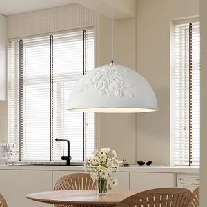 French Minimalist <b>Light</b> Luxury <b>Dining</b> Table Island Chandelier Creative Cream-Themed Designer Artistic Carved Lighting Fixture - Product Image 2