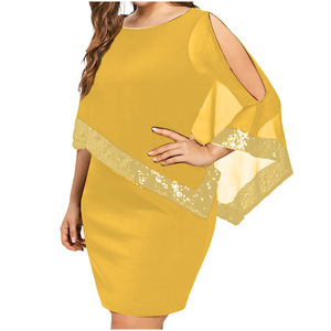 Vestidos <span class=keywords><strong>de</strong></span> Fiesta <span class=keywords><strong>de</strong></span> Manga Corta para Mujer Talla Grande, Vestido Tipo Suéter para Mujer - Product Image 5