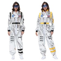 Combinaison d'Halloween pour Adultes, Costume d'Astronaute Argenté, Tenue de Spaceman pour Hommes et Femmes, Costume de Couple, Déguisement de Fête Fantaisie