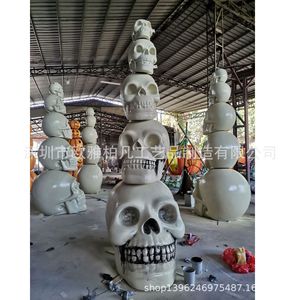 Décoration d'Halloween en forme de citrouilles empilées, 3,5 m, en plastique durable pour extérieur, décoration de festival - Product Image 4