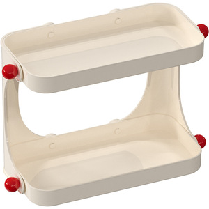 Double Layer Cosmetic Storage Rack Milky White With Red Accents For Bathroom Sink Organizing 2 Tier Pet Material - Product Image 5