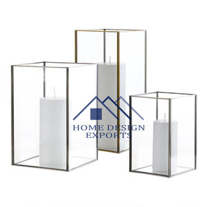 Lanterne avec poignée pour décorations de salon prix de gros lanterne en métal et en verre accessoires de décoration de table bougie en verre - Product Image 2