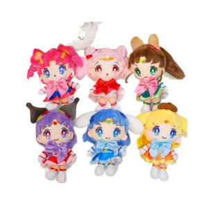 Ensemble de peluches Sailor Moon avec Chibiusa et les Sailor Scouts, adorables jouets en peluche, coiffures signature, tenues colorées pour les fans, cadeaux - Product Image 1