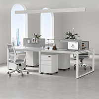 Poste de travail de bureau modulable pour 2 personnes, ensemble moderne et minimaliste avec armoire de rangement ignifuge, usage commercial pour quatre personnes