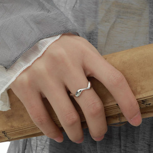 S925 Sterling Silver Irregular Wave <b>Ring</b> Polished Minimalist <b>Open</b> Design For Women Everyday Wear - Product Image 3