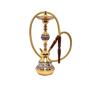 Auténtico Set de Shisha Khalil Mamoon Egipcio Hecho a Mano con Mosaico Dorado Mini y Manguera (51 cm) - Product Image 1