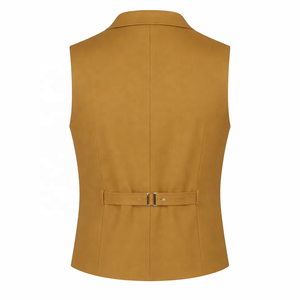 Customized Men's <strong>Mustard</strong> Yellow Formal Suit Vest, 5-Button V-Neck <strong>Waistcoat</strong> with Pockets, Business &amp; Wedding Wear Casual - Product Image 2