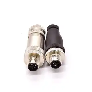 工厂供应现场可布线电缆安装插头3 + PE 4针公S编码M12圆形公制连接器
