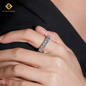 Anillo de Eternidad Unisex de Lujo con Diamantes Cultivados en Laboratorio, Forma Redonda, 5mm, Plata S925, Certificado IGI, para Compromiso o Boda - Product Image 3