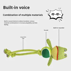 Jouet à mâcher pour animaux de compagnie en corde de coton, mignon et résistant aux morsures, pour chiot, interactif, couineur, pour le nettoyage des dents molaires - Product Image 2