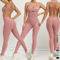 Mono deportivo de una pieza holgado con tirantes cruzados ajustables para gimnasio, yoga, baile y entrenamiento, ropa deportiva de verano, mallas elásticas