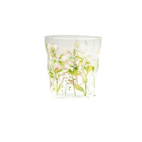 Gobelet en verre borosilicate à imprimé floral, résistant à la chaleur, sans BPA, sans pied, sans couvercle, réutilisable pour le thé, le café, le jus, la maison, le bureau