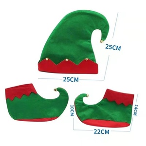 Décorations de noël feutre elfe bottes chaussures chapeau ensemble vacances fête noël Costume scène elfes Halloween Cosplay jouer chaussures - Product Image 5