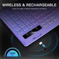 Teclado Inalámbrico OEM Silencioso de 114 Teclas con Retroiluminación RGB de 2.4G, Batería Recargable, Soporte para Teléfono, Teclas Multimedia para IOS Windows, Color Morado