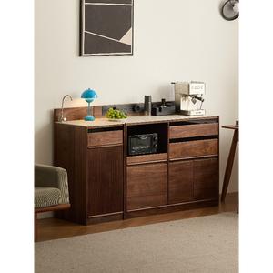 Aparador de Vidrio Multifuncional de Diseño Moderno y Sencillo con Tapa de Losa de Roca, Mueble de Suelo para Café/Té para Cocina y Sala de Estar - Product Image 1