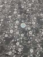 Tissu en dentelle française éco-responsable, élastique, lavable, 100 % polyester, poids moyen, broderie florale 3D, pour mariage, Blue Dream