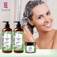 Produits de soins capillaires de marque privée Qquaker Huile d'arbre à thé Romarin Croissance des cheveux Anti-chute Shampooing et revitalisant pour cheveux bouclés