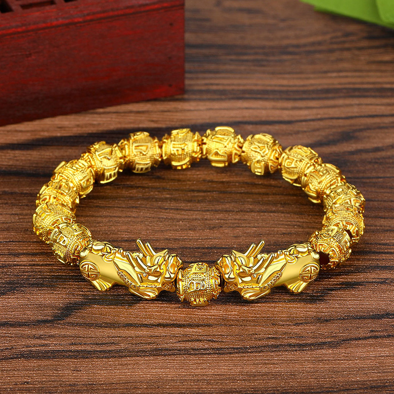 recommended Plated 100% Real Gold 24k 999 Pixiu Bracelet for