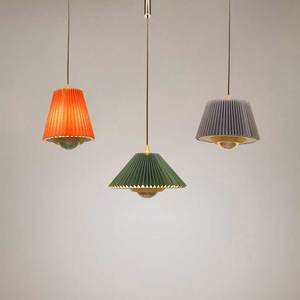 Ins hợp thời trang sáng tạo xếp li vải Đèn chùm khách sạn đầu giường nhà hàng trang trí đơn giản nhà lron + Acrylic + Thủy tinh + vải mặt dây đèn - Product Image 2