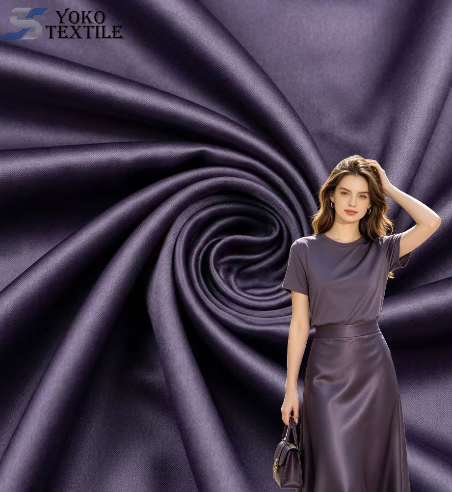 High Density Stretch Woven Satin Fabric 96 Poly 4 Spandex 210GSM Lightweight Breathable Abrasion-Resistant Plain Luxury Shiny