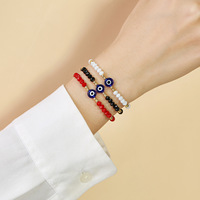 Chanceux Amulette Diables Yeux À La Main Corde Tressée Bracelet Vintage Réglable Cristal Perles Turc Bleu Mauvais Yeux Perlé Bracelet