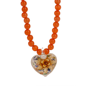 Colgante de corazón de cristal de color, <span class=keywords><strong>collar</strong></span> llamativo de flores, <span class=keywords><strong>collar</strong></span> de Gargantilla con cuentas de piedra de ojo de gato de piedra Natural - Product Image 5