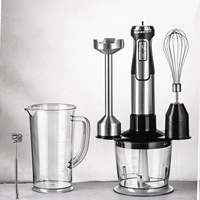 Ensemble de mixeur à main haute puissance 1600W, robot culinaire 5-en-1 avec vitesse variable, lame en acier 304 plaqué titane
