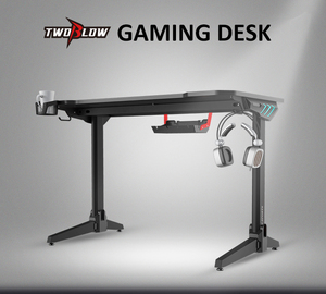 Adjustable Height Extendable Metal RGB Gaming <strong>Computer</strong> <strong>Desk</strong> with LED <strong>Black</strong> E-Sport Design Headset Cup Holder - Product Image 2