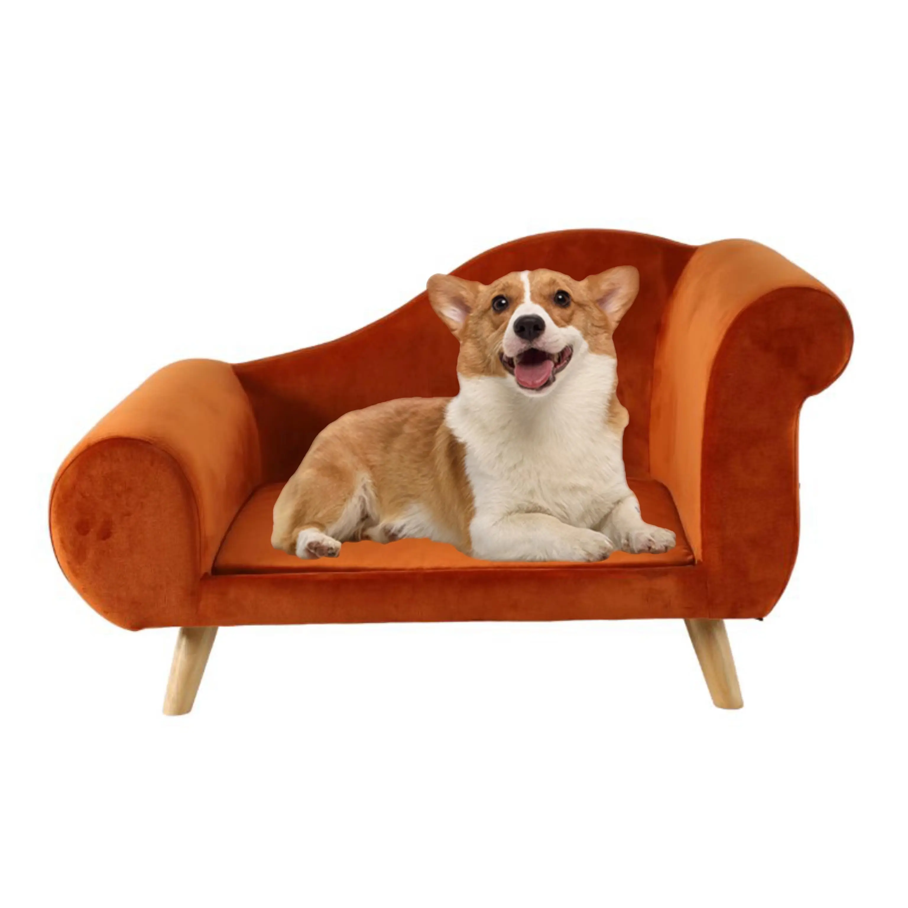 Factory Outlet Luxury Pet Beds Wooden Frame Memory Foam Large Size Indoor Pet Big Dog Sofa