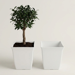 Modern Minimalist Tall Square Planter <b>Pot</b> OEM Logo <b>White</b> Color For Home & Garden, Office Decor, Landscape Projects - Product Image 2