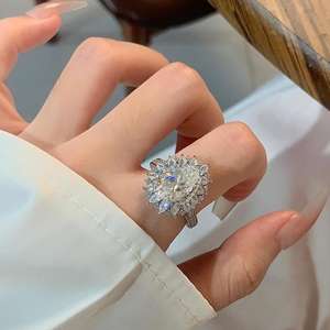 S925 argent 4 <span class=keywords><strong>carats</strong></span> 8*12 goutte d'eau poire forme Moissanite anneau accessible luxe transfrontalier européen américain Offre Spéciale - Product Image 6