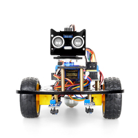 Tscinbuny Kit de voiture robot intelligent multifonction 2WD Kit d'évitement d'obstacles à ultrasons et de suivi de ligne noire pour Arduino