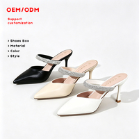 Escarpins à talon aiguille et bout pointu, style tendance, en PU uni, décorés de strass, tailles 31-44, pour l'été
