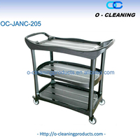 Chariot de service utilitaire en plastique à 3 niveaux O-Cleaning sur roulettes, chariot roulant mobile pour la restauration/l'hôtellerie/le bureau/la cuisine