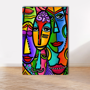 Stampa digitale di arte decorazione per la casa con facce astratte moderne stampate su tela ad acquerello - Product Image 6