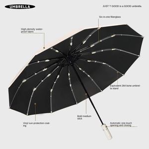 Paraguas de Protección Solar UV con 12 Varillas de Fibra de Vidrio Recubiertas de Negro, Extra Gruesas, Totalmente Automáticas, con Mango de Goma - Product Image 4