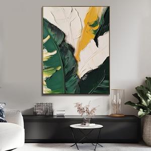 Décoration intérieure, peinture 3D de palmier tropical à feuilles vertes, art mural botanique minimaliste fait à la main - Product Image 2
