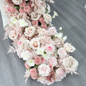 Tùy Chỉnh Nhân Tạo Hoa Bảng Runner Màu Xanh Lá Cây Màu Be Màu Trắng Và Màu Hồng Cho Giáng Sinh Hoặc Trở Lại Trường Học Bảng <span class=keywords><strong>Centerpieces</strong></span> - Product Image 5