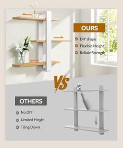 Floating Shelves White <strong>for</strong> <strong>Wall</strong> Mounted <strong>Shelving</strong> <strong>Unit</strong> All Pine Wood 3 Tier Large Shelf <strong>for</strong> Bedroom Living Room Office - Product Image 6
