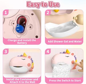 Jouets aquatiques interactifs rechargeables pour baignoire et douche, machine à bulles licorne, jouets de bain pour tout-petits avec musique - Product Image 6