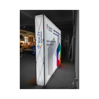 Bannière publicitaire pop-up en tissu 10x8 pieds, stand d'exposition, boîte lumineuse rétroéclairée, mur multimédia, photomaton, bannière pop-up, boîte lumineuse LED