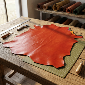 Paneles de Cuero Vacuno Genuino con Grano Ceroso y Suave, Lámina Roja Sólida para Zapatos - Product Image 4