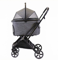 Poussette pliable pour chien et chat, de haute qualité, en tissu Oxford imperméable, pliable d'une seule main, à quatre roues, pour l'extérieur, de fabrication originale.