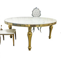 Table de banquet de luxe moderne en acier inoxydable et verre trempé pour hôtel, extérieur, mariage et réception