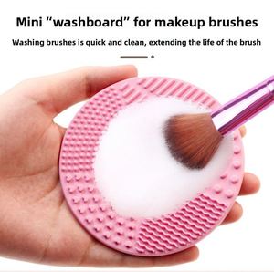 Makeup <b>Brush</b> Cleaning Tool Round Suction-Cup Silicone <b>Scrubbing</b> Pad with Wash Mat - Product Image 4