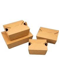 Boîte alimentaire en papier kraft en stock, conteneur à emporter résistant à l'huile avec film PE, impression de logo personnalisée, impression offset, salades, poulet frit