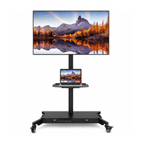 Chariot TV professionnel mobile, support TV réglable sur roulettes, chariot TV motorisé, télécommande RF sans fil, capacité de charge de 60 kg, téléviseurs