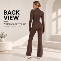 Ensemble deux pièces personnalisé pour femme avec col mandarin et demi-zip, pantalon évasé taille haute pour le jogging en extérieur et les séances d'entraînement physique