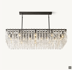 Lustre de luxe personnalisable salle à manger luminaires modernes lampe en cristal Marignan lustre rectangulaire Vente à chaud - Product Image 2