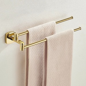 Porte-serviettes rotatif en acier inoxydable 304 à double barre, support mural pour serviettes de salle de bain - Product Image 1